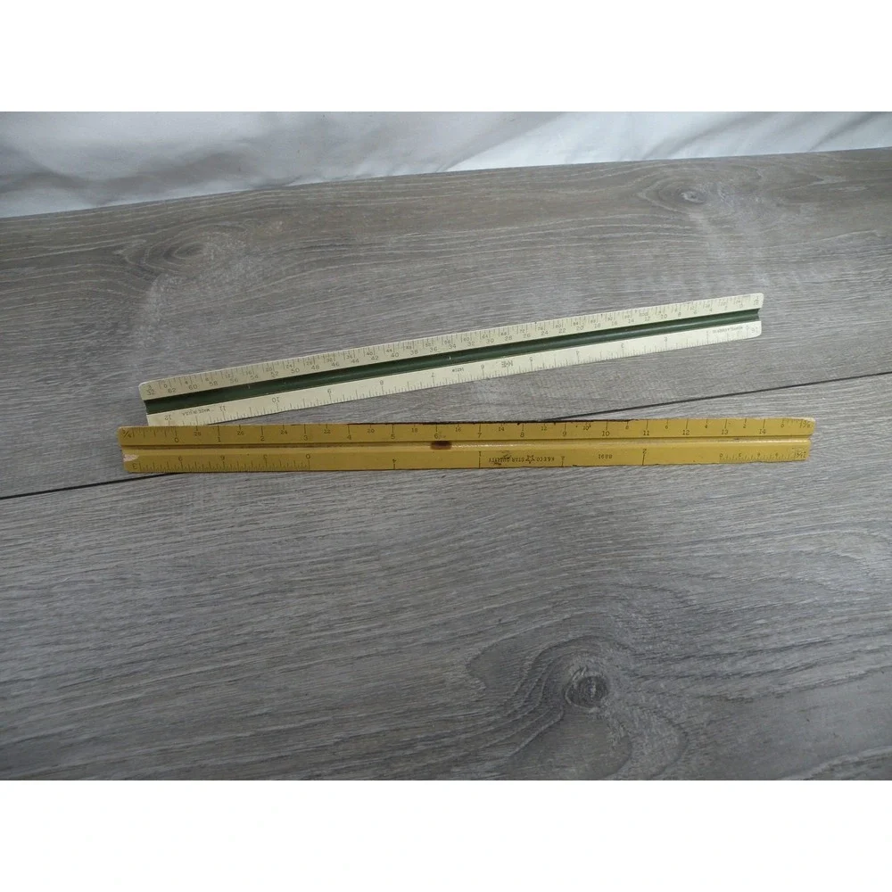 Vintage Keuffel & Esser K&E Architectural Drafting Scale Rulers Set of 2 USA